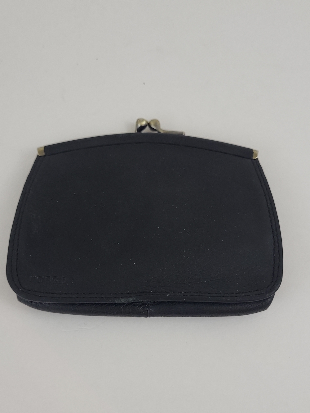Fossil Black Leather Kiss-Lock Wallet
